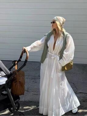 NWOT Helsa The Musee Midi Dress White Sheer Resort Vacation Beach S Summer Dress